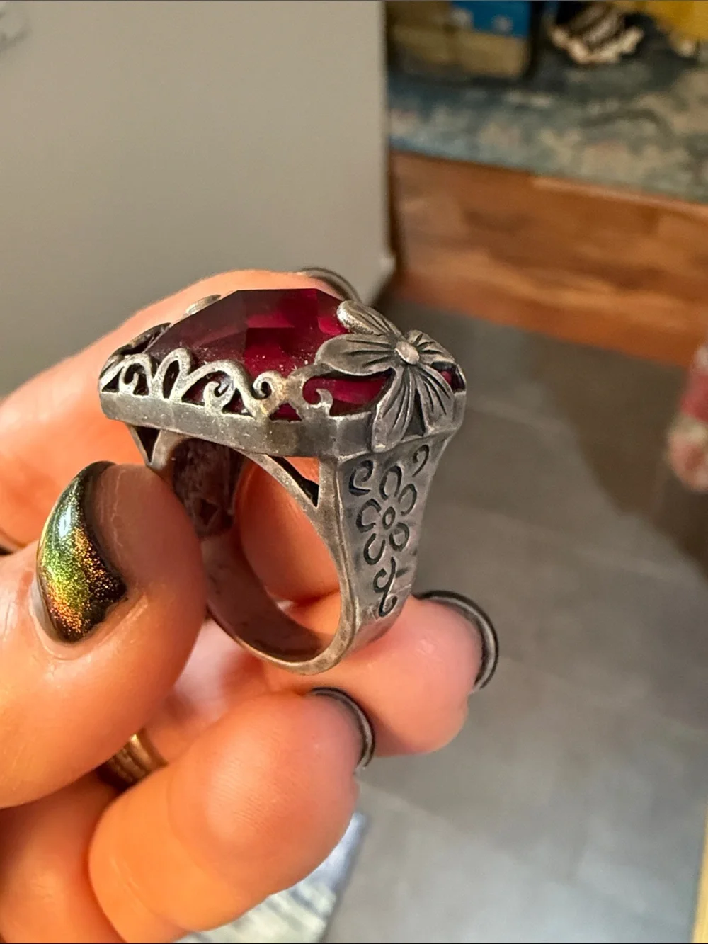Silpada Silver Ring with Deep purple amethyst Stone size 7